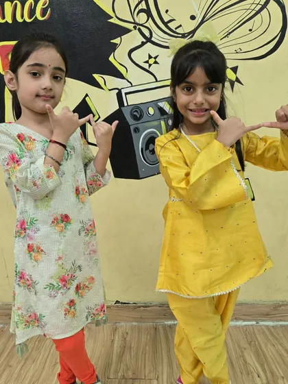 Two of our little dancers dressed beautifully for Janmashtami, ready to celebrate with some festive moves.