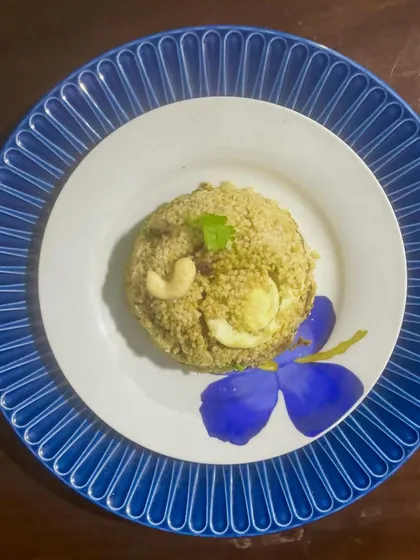 For a healthier twist, we offer a Millet Chicken Biryani. Cooked like a traditional Malabar pulao, it's infused with delicate flavours, light yet flavourful masala, and our favourite part, boiled eggs.