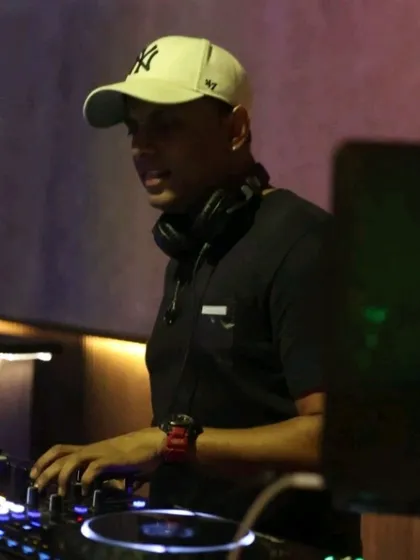 In the zone at Maize and Malt, one of my favorite clubs with an amazing sound system. Focusing on the mix, I'm lining up the next track to keep the energy flowing.