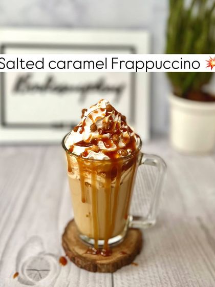 The classic Salted Caramel Frappuccino, perfectly drizzled and topped with whipped cream. This is always a crowd-pleaser in my workshops.