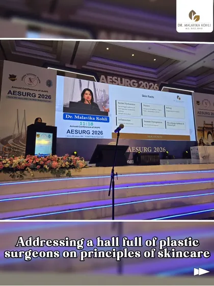 Here I am addressing an assembly of plastic surgeons at the Aesurg 2026 conference. My lecture focused on the foundational principles of skincare, emphasizing how pre and post-surgical topical care, including barrier protection and anti-inflammatory protocols, is critical for optimizing surgical outcomes and accelerating healing.