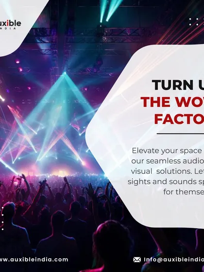 We turn up the wow factor with seamless audio and visual solutions. This vibrant light show, with beams of light cutting through the haze, demonstrates how we let the sights and sounds speak for themselves.