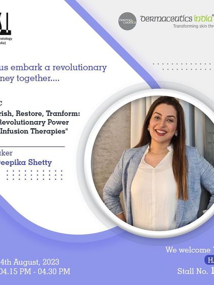 This was my speaker announcement for Cosdermindia 2023, where I presented on the revolutionary power of IV Infusion Therapies. It was a fantastic opportunity to discuss how we can nourish, restore, and transform skin from within.
