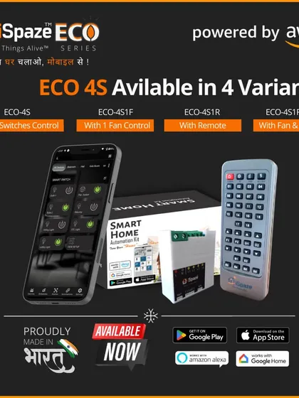 The ECO 4S retrofit module is a versatile solution for automating a room. It comes in four variants to control either 4 switches, or combinations with a fan and remote.