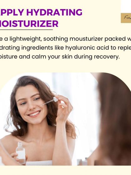 To help your skin recover after a peel, apply a lightweight, soothing moisturizer. Look for hydrating ingredients like hyaluronic acid to replenish moisture and calm the skin.