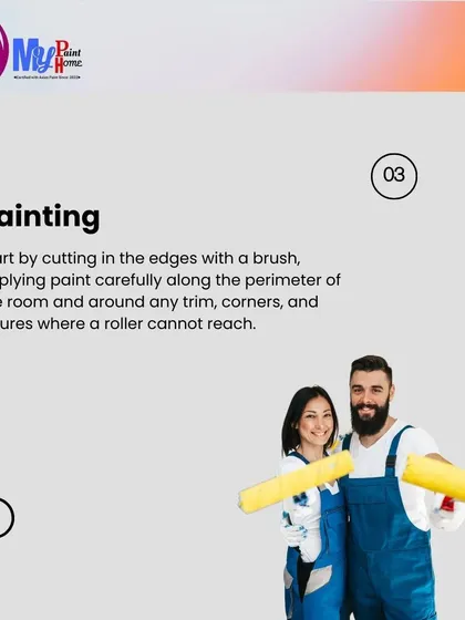 Step 3: Painting. I start by carefully cutting in the edges with a brush for clean lines. Then, I use rollers to apply an even coat, ensuring full coverage for a professional paint finish.