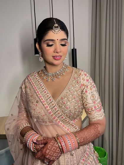 A close up showing the soft, blended eyeshadow and flawless skin. This look is perfect for the bride who wants to feel like herself, just a bit more polished.