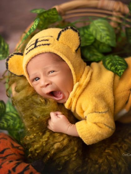 A sleepy tiger cub gives a big yawn. Even in a costume, I am always looking for those adorable, candid moments.