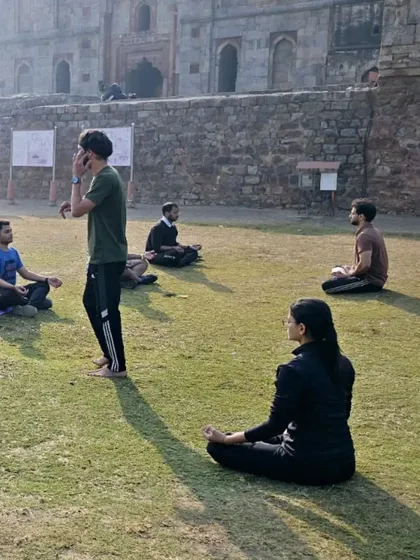 Guiding a student during our outdoor session. I am passionate about making yoga accessible to everyone and building a supportive fitness community in Delhi.