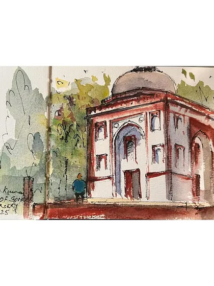 A watercolor sketch from Sunder Nursery, done during a Sunday meet with the Urban Sketchers group. The day also included wonderful demos and a picnic, which was a great comfort.