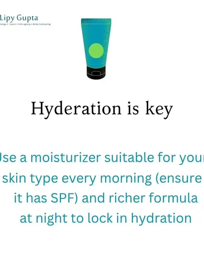 Hydration is key. Using a suitable moisturizer every morning and a richer formula at night is essential to lock in hydration and keep your skin plump and healthy.