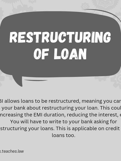 The RBI allows for loan restructuring, where you can negotiate with your bank to increase the EMI duration or reduce the interest rate. This also applies to credit card loans.