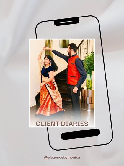 A beautiful couple moment. I love seeing my clients dance and celebrate in my outfits, like this stunning Banarasi lehenga.