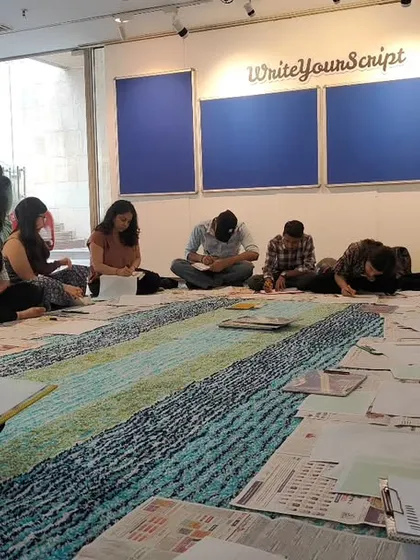 A wide shot of our calligraphy workshop, showing the communal and focused environment we foster for learning.