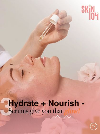 Step 3 of our HydraFacial process: Hydrate and Nourish. We infuse your freshly cleansed skin with a custom blend of potent serums packed with antioxidants and hyaluronic acid to give you that signature, lasting glow.