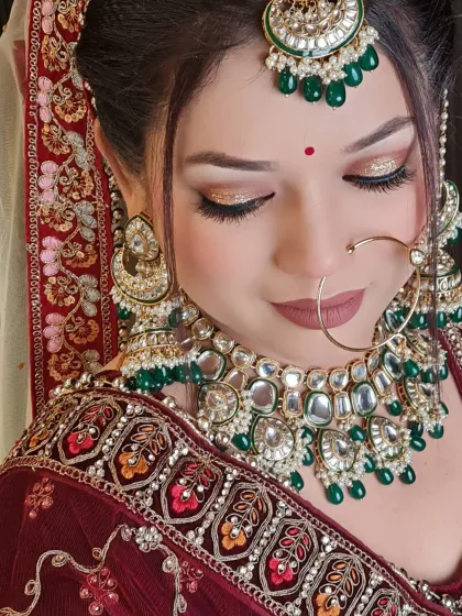 A close-up of the soft, glittery eye makeup we did for this bride. It adds a touch of glamour without being overpowering.