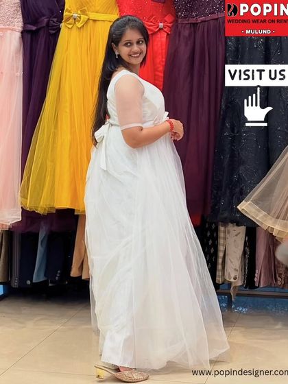 Simple, elegant, and angelic. This white full-length net gown is a beautiful choice for pre-wedding shoots, themed parties, or when you just want a pristine, graceful look.