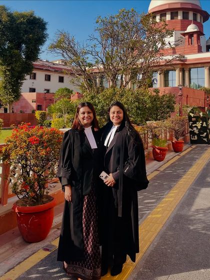 With a fellow advocate at the Supreme Court. We believe that skill and hard work speak for themselves; true character is built in the courtroom.