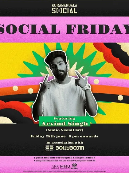 Another vibrant poster for my Social Friday residency, a massive treat for Bollywood lovers in Bangalore.