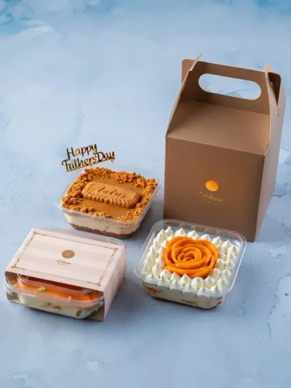 Our gift box of three desserts is a perfect way to say "I Love you Dad". You can mix and match his favourite flavours.
