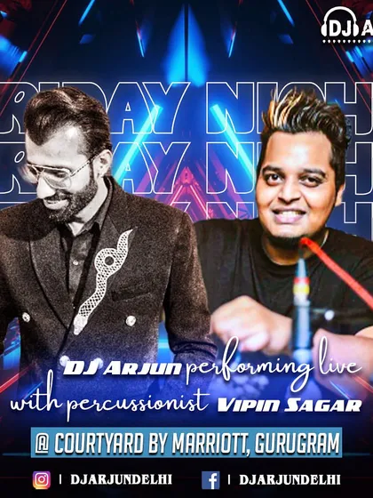 A poster from one of my many shows with percussionist Vipin Sagar at the Courtyard by Marriott, Gurugram. Our synergy on stage guarantees a packed dance floor.