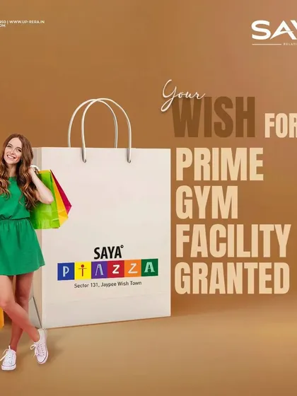 Your wish for a prime retail and lifestyle destination is granted at Saya Piazza. This visual emphasizes the project's high visibility from the Noida Expressway and its catchment of over 50,000 families.