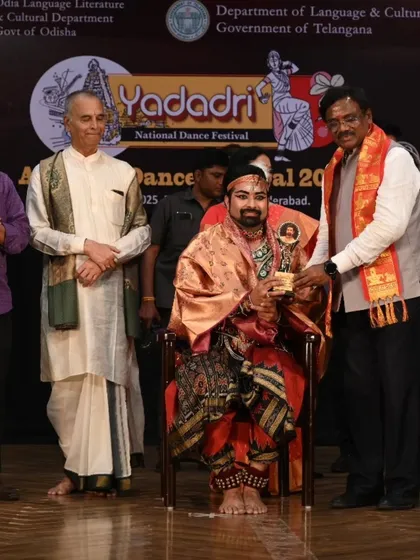 I was deeply honored to receive this award at the Yadadri National Dance Festival. Such recognition is a testament to our mission of preserving and promoting India's traditional dance forms on a national stage.