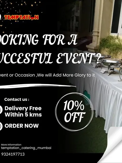 Planning an event? I am here to help make it a success with delicious food and professional service. This graphic highlights a special discount offer for new event bookings.