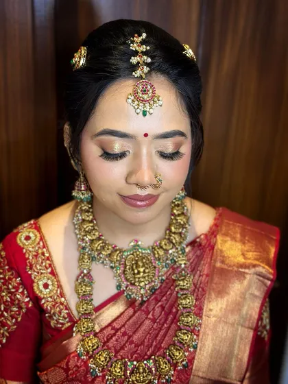 Another close-up, focusing on the soft, shimmery eye makeup.
