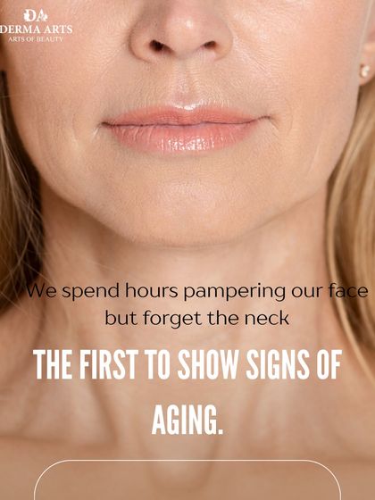 An informational graphic explaining why the neck is often the first area to show signs of aging due to its delicate skin.
