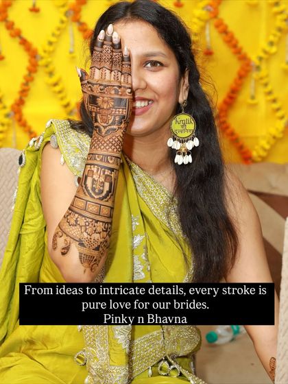 From ideas to intricate details, every stroke is pure love for our brides. This happy bride's face reflects our dedication.