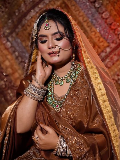 Another angle of this beautiful bridal look, focusing on the delicate expression and flawless skin. I teach my students to connect with their models to capture authentic emotions.