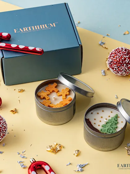 I believe every season deserves its own special scent, and my Christmas-themed tin candles are perfect for getting into the holiday spirit. This set, featuring gingerbread and festive tree designs, is easy to travel with or gift as a small token of holiday cheer.