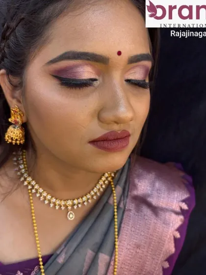 A close-up of the reception eye makeup, showing the seamless blend of colors and sharp winged liner.
