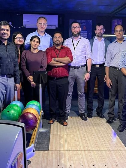 A corporate team from abroad enjoying a day of fun and games at our venue. We are a popular choice for international teams looking for a unique outing in Bangalore.