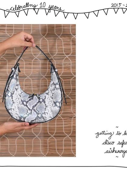 Another angle of the Disco Safari Aishwarya, showing how the metallic foiled print catches the light.