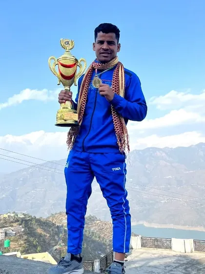 The reward for all the sweat and sacrifice. One of my fighters, Rahul Singh, after winning the Elite Men Uttarakhand Senior Boxing Championship. We don't just compete; we aim for the top.