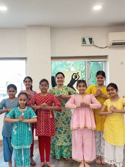 The kids' Kathak batch with their instructor. I believe in starting them young to build a strong foundation in a fun and supportive way.