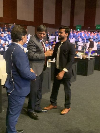 A moment of interaction with the leadership at an HPCL event. Sharing my art with such an esteemed audience is always a rewarding experience.
