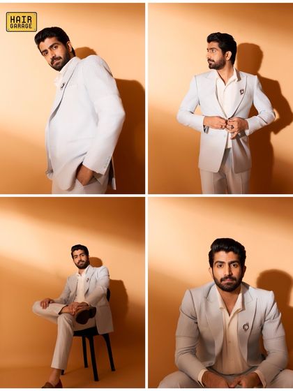 A collage of looks for Udit for 'The Royals' trailer launch. I created a sharp and dapper grooming style to match his smart suit.
