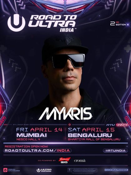 The announcement poster for Mykris, part of the Road To Ultra India lineup, showcasing the depth of talent at my events.