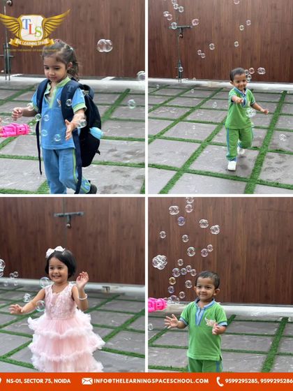 More bubble fun to start the day. This simple pleasure gets children moving and laughing, creating a positive and energetic atmosphere for learning.