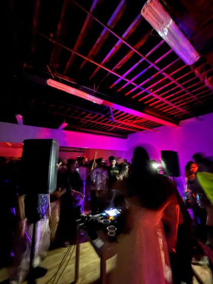 A shot of the industrial loft space in Toronto, transformed by lights and sound. I love finding unique venues that feel special and non-commercial, making the night an escape from the ordinary.