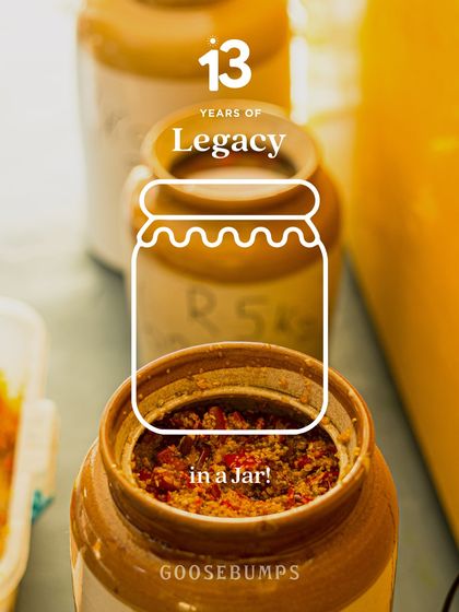 A glimpse into our traditional ceramic 'barnis' or jars, where pickles ferment and mature over time. This is the legacy of flavour we have built over 13 years.