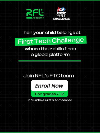 An enrollment poster for our FTC team, targeting students in grades 7-12. It clearly states that this is the platform for their skills to be recognized globally.
