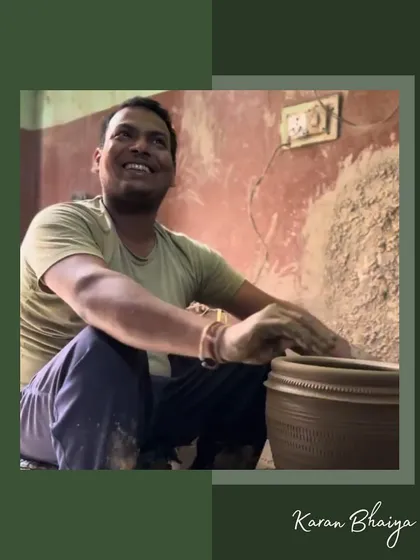 Meet Karan Bhaiya, one of the skilled artisans from the Kumhar Gram potter's community who brings our terracotta composters to life. His smile reflects the pride and passion that goes into every piece, connecting your purchase directly to the support of traditional craftsmanship.