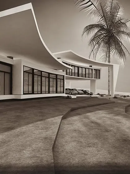 This is a 3D concept for a modern bungalow, designed to make a bold statement. I focused on creating a dynamic, flowing structure with clean lines and large glass windows to connect the interior with the surrounding landscape.