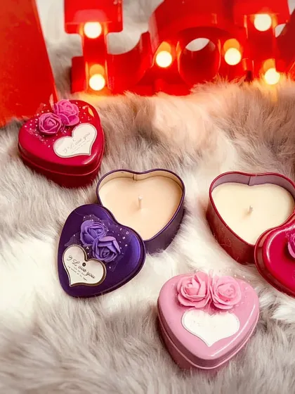 For Valentine's Day, I pour my 100% soy wax candles into these cute, heart-shaped tin boxes. They are a limited edition item and make a perfect romantic gift for your special someone.