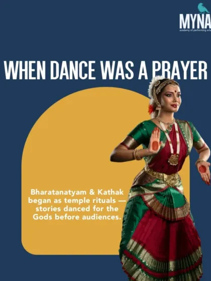 Did you know that dance was once a prayer? This graphic explains how Bharatanatyam and Kathak began as temple rituals, telling stories for the Gods long before they were performed for audiences.