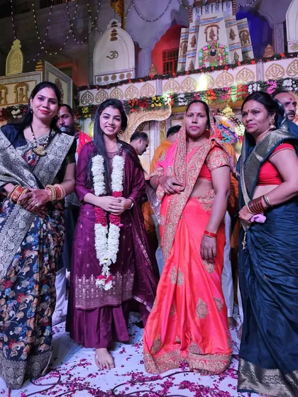 With devotees after a powerful Shyam Baba kirtan in Delhi. It's always a blessing to connect with fellow bhakts.